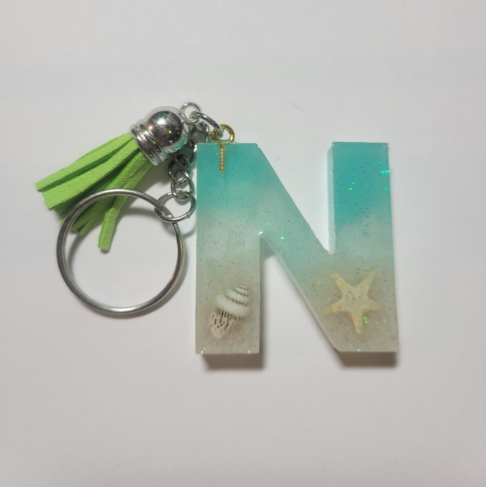 Initial N beach themed key chain.